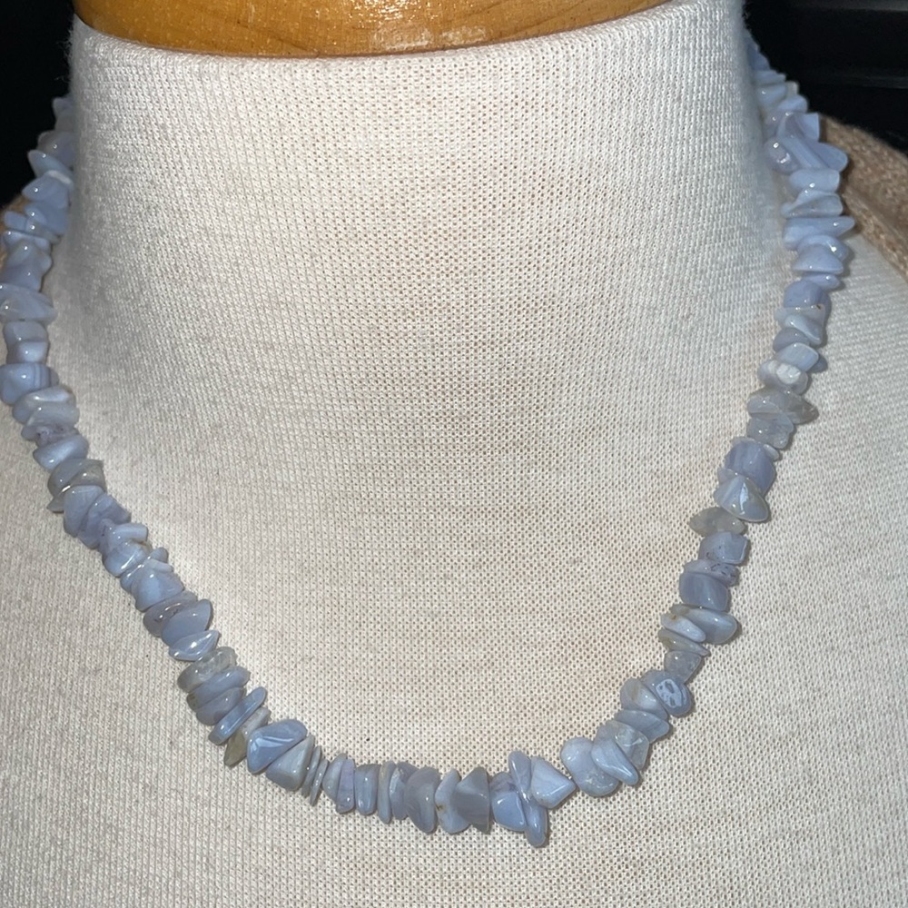 NWT Twisted Silver Blue Lace Agate Choker/Necklace